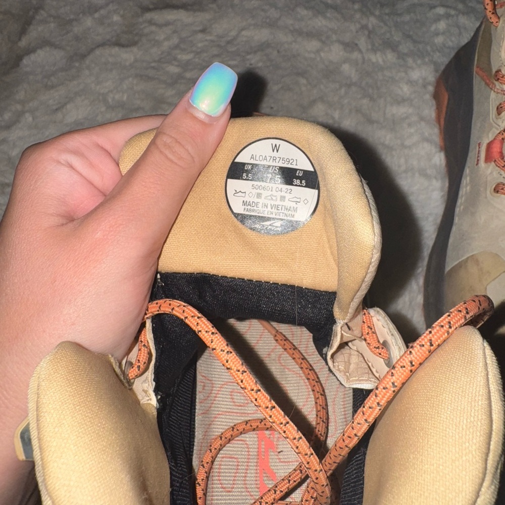 Women’s Altra Olympus 5 Tan and Coral Hiking Boots - Picture 8 of 9